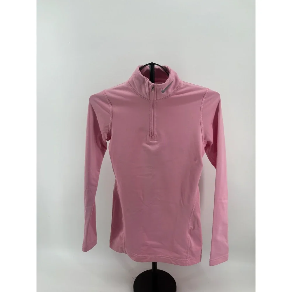 Nike‎ Women's Dri-FIT Half Zip Pullover Pink Long Sleeve Athletic Top Size S